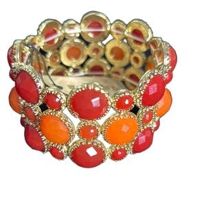 Stony Elastic Band Orange and Burt Sienna Fashion Bracelt
